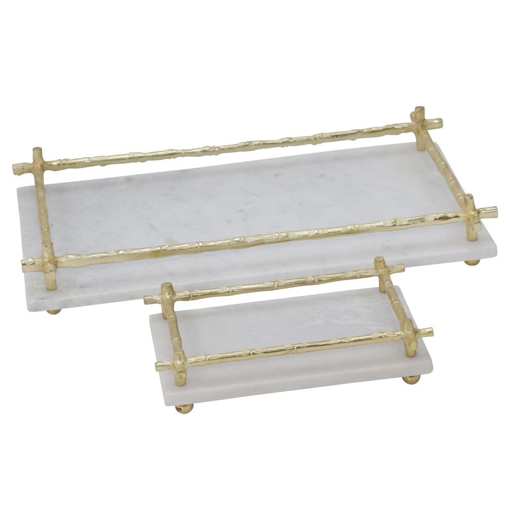 S/2 Marble / Aluminum 20" Trays, White