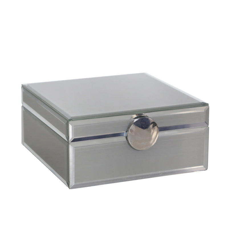 Wood / Glass 7X7" Jewelry Box,White