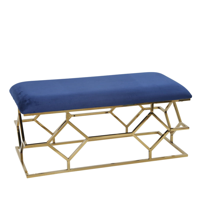 Metal Frame 40" Faux Leather Bench, Navy