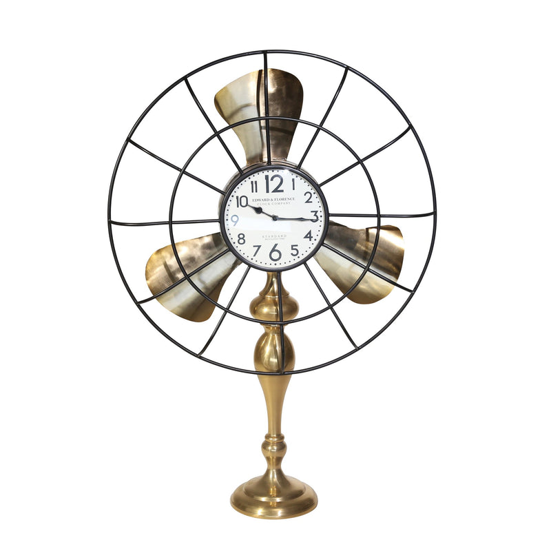 Metal 35" Fan-Style Table Clock, Gold
