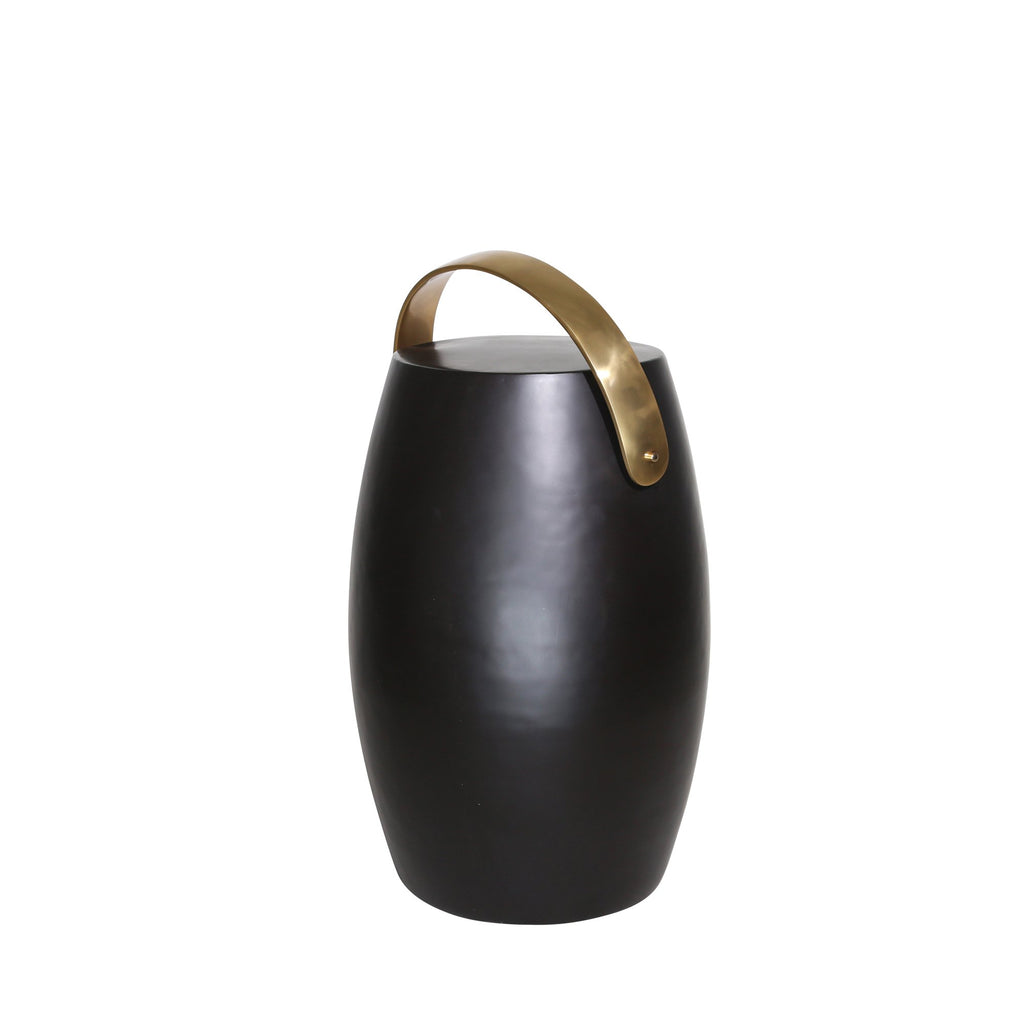 Metal 22" Barrel Accent Table,Black/Gold