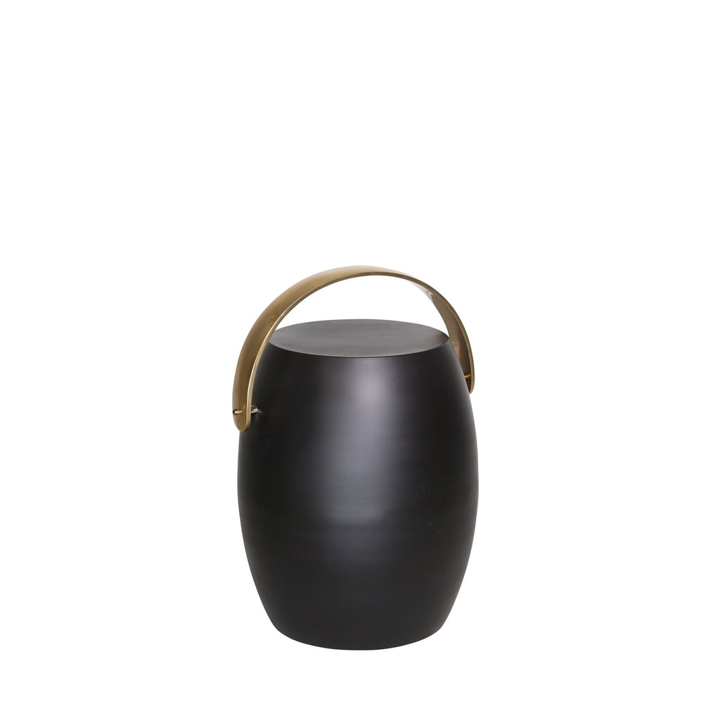 Metal 27" Barrel Accent Table,Black/Gold