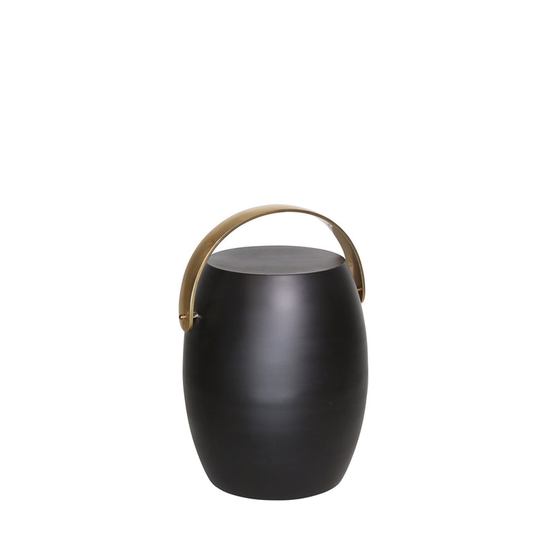 Metal 27" Barrel Accent Table,Black/Gold
