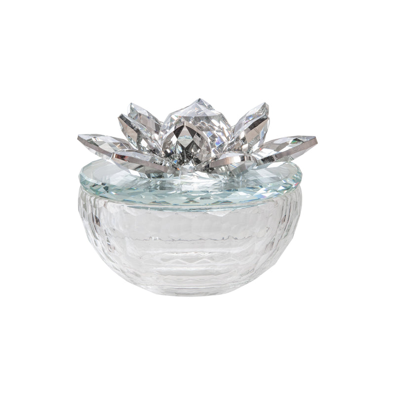 Crystal Lotus 5" Trinket Jar,Silver