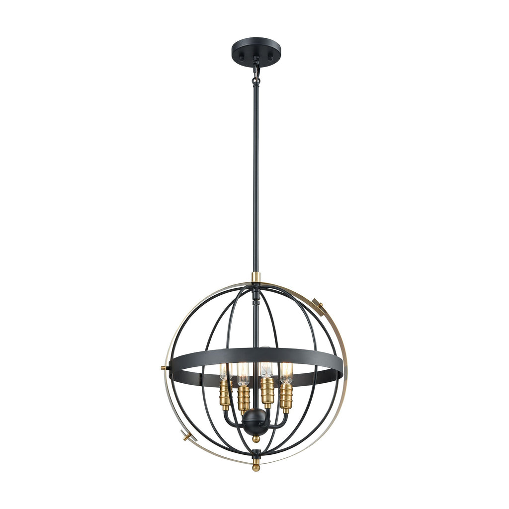 Caldwell - Chandelier - Matte Black, Satin Brass, Satin Brass