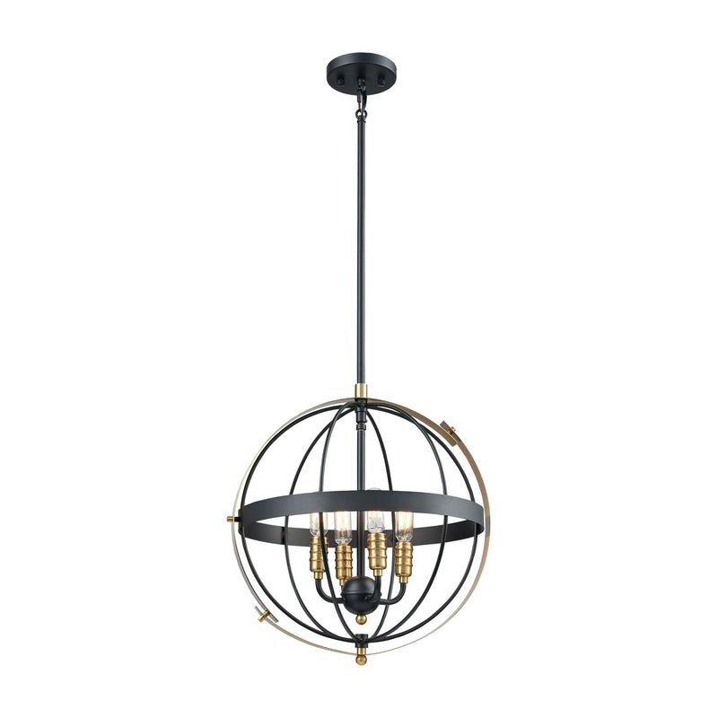 Caldwell - Chandelier - Matte Black, Satin Brass, Satin Brass