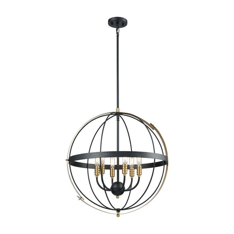 Caldwell - Chandelier - Matte Black, Satin Brass, Satin Brass