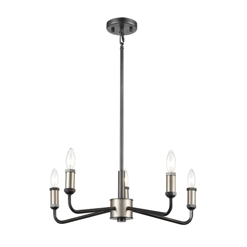 Cortlandt - Chandelier - Gray Iron, Brushed Platinum, Brushed Platinum