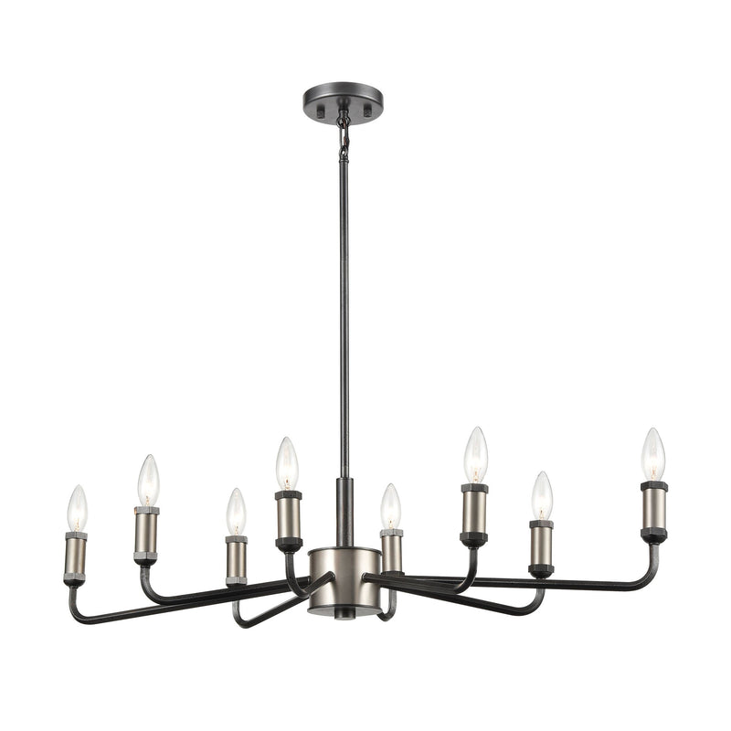 Cortlandt - Chandelier - Gray Iron, Brushed Platinum, Brushed Platinum