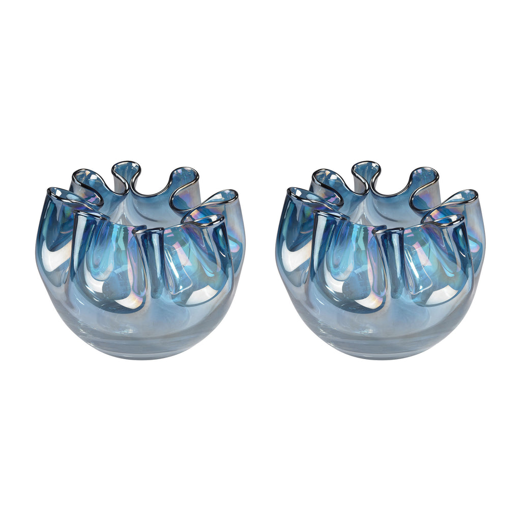 154-005/S2 Splash Glass Vases In Navy Blue - Set of 2 - Free Shipping!, Vase/Urn, Dimond Home, - ReeceFurniture.com - Free Local Pick Ups: Frankenmuth, MI, Indianapolis, IN, Chicago Ridge, IL, and Detroit, MI