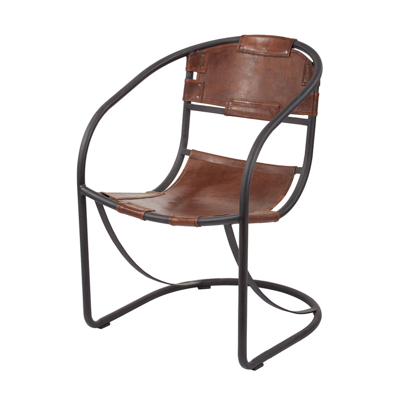 161-001 Retro Round Back Leather Lounger - Free Shipping!, Chair, Dimond Home, - ReeceFurniture.com - Free Local Pick Ups: Frankenmuth, MI, Indianapolis, IN, Chicago Ridge, IL, and Detroit, MI