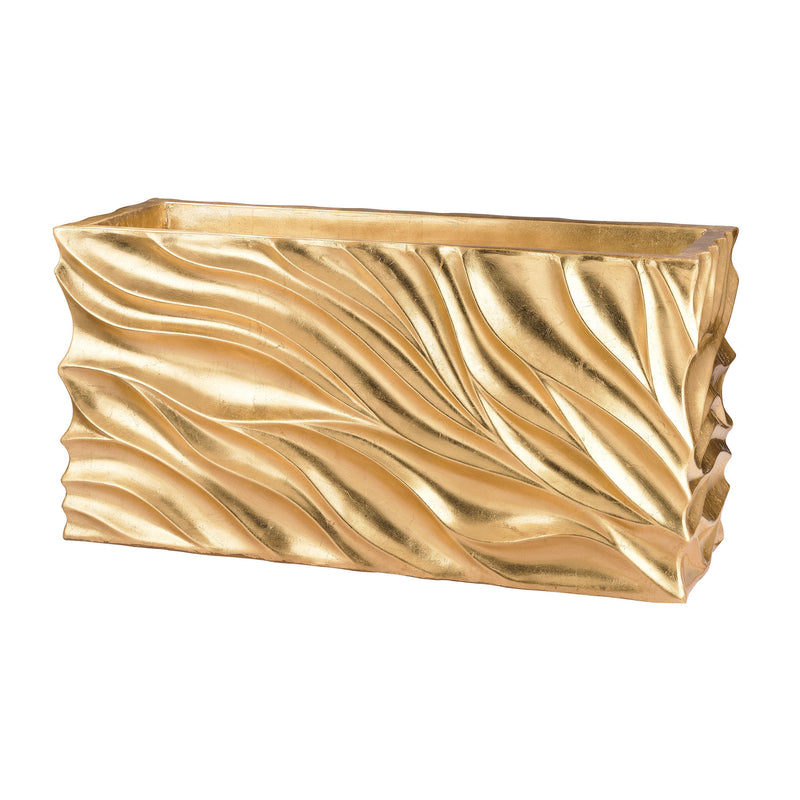 166-012 Swirl Table Planter - Gold Leaf - Free Shipping!, Planter, Dimond Home, - ReeceFurniture.com - Free Local Pick Ups: Frankenmuth, MI, Indianapolis, IN, Chicago Ridge, IL, and Detroit, MI