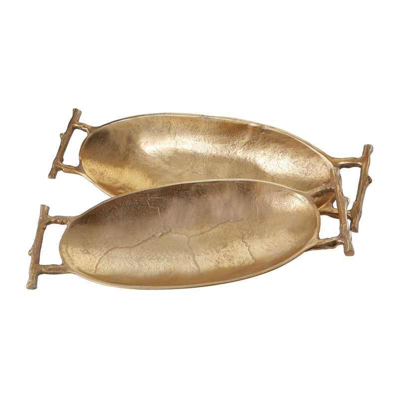 178-037/s2 Gold Twig Handle Trays - Free Shipping!, Tray, Dimond Home, - ReeceFurniture.com - Free Local Pick Ups: Frankenmuth, MI, Indianapolis, IN, Chicago Ridge, IL, and Detroit, MI