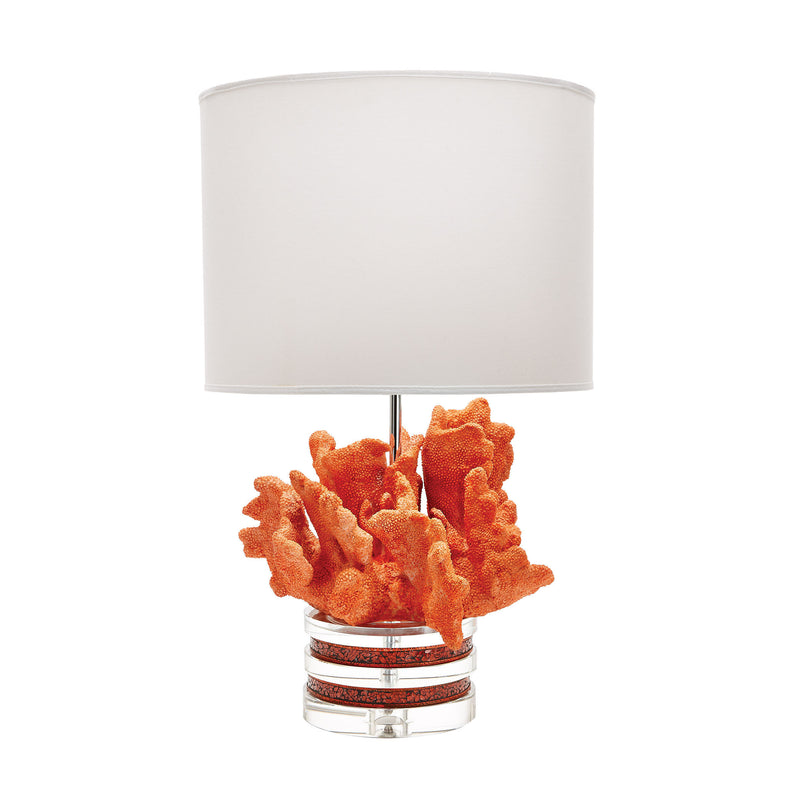 225088 Fire Coral And Crystal Lamp With White Suede Shade, Table Lamp, Dimond Home, - ReeceFurniture.com - Free Local Pick Ups: Frankenmuth, MI, Indianapolis, IN, Chicago Ridge, IL, and Detroit, MI
