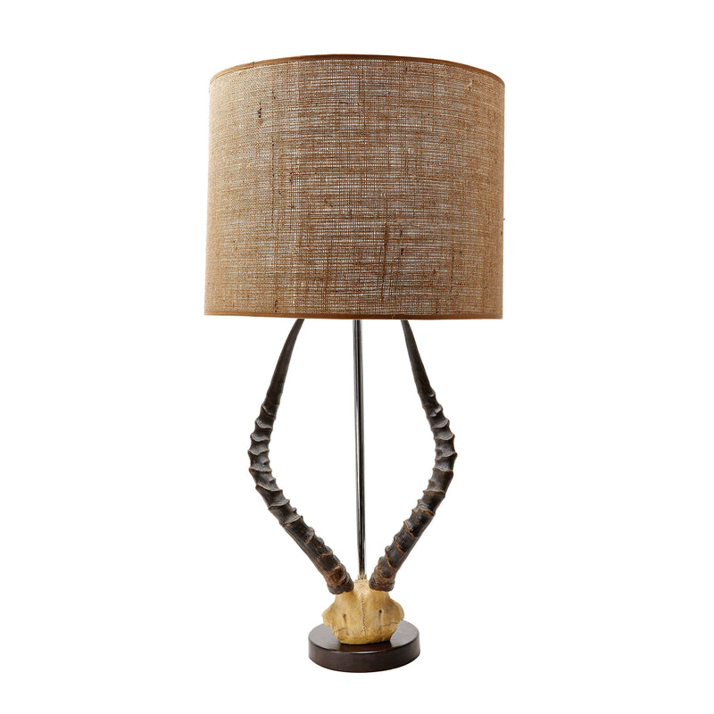 225092 Faux Horn Table Lamp In Brown With Burlap Shade, Table Lamp, Dimond Home, - ReeceFurniture.com - Free Local Pick Ups: Frankenmuth, MI, Indianapolis, IN, Chicago Ridge, IL, and Detroit, MI