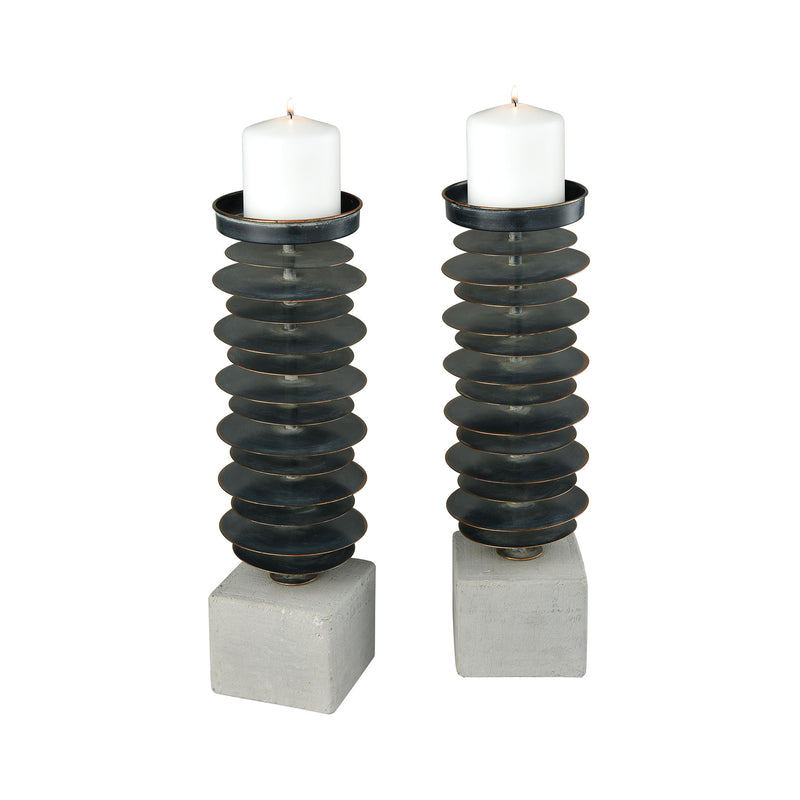 3129-1148/S2 Prometheus Set of 2 Candle Holders, Candle/Candle Holder, Sterling, - ReeceFurniture.com - Free Local Pick Ups: Frankenmuth, MI, Indianapolis, IN, Chicago Ridge, IL, and Detroit, MI