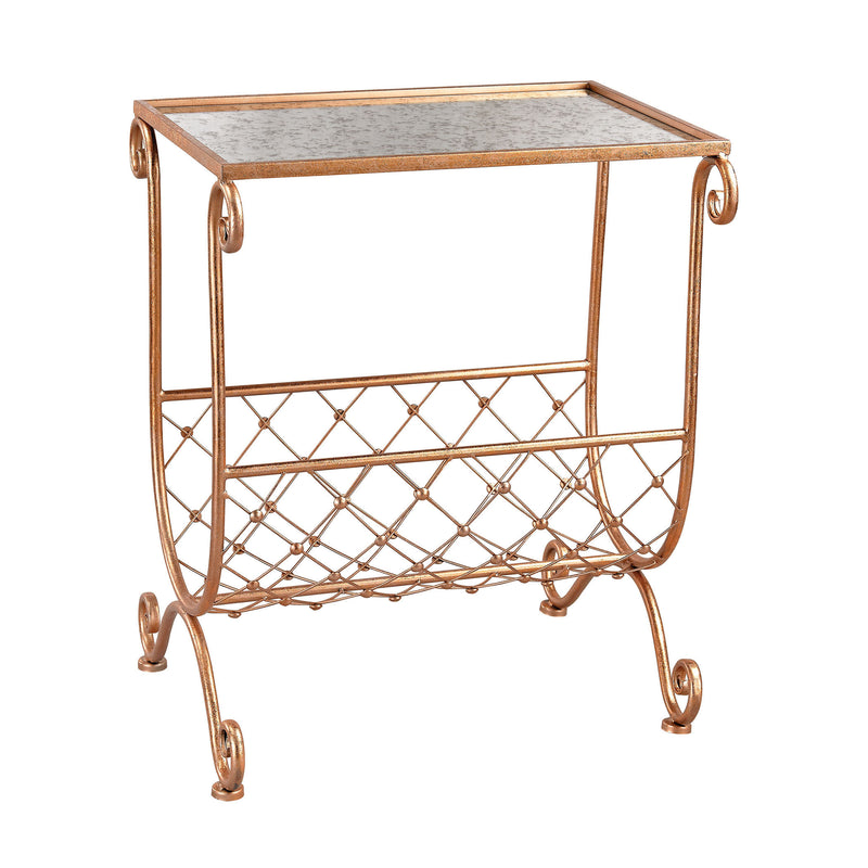 3138-227 Copper Side Table with Magazine Rack - Free Shipping!, Table, Sterling, - ReeceFurniture.com - Free Local Pick Ups: Frankenmuth, MI, Indianapolis, IN, Chicago Ridge, IL, and Detroit, MI