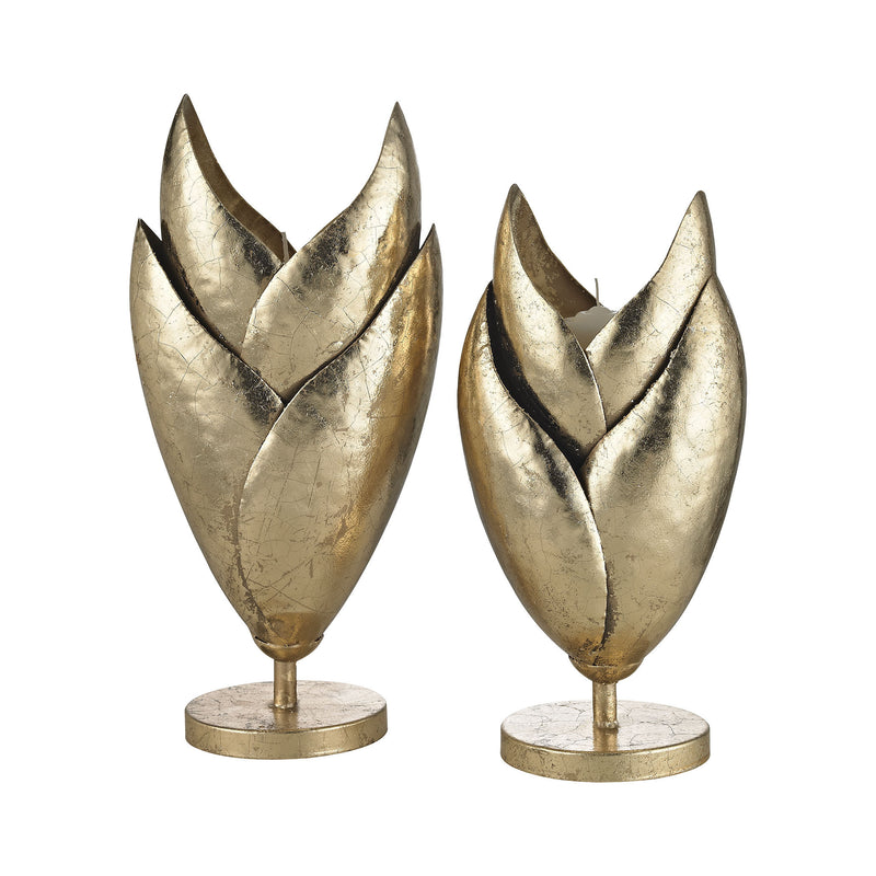 3200-068/S2 Honeychaff Candle Holders In Gold Leaf - Set of 2, Candle/Candle Holder, Sterling, - ReeceFurniture.com - Free Local Pick Ups: Frankenmuth, MI, Indianapolis, IN, Chicago Ridge, IL, and Detroit, MI