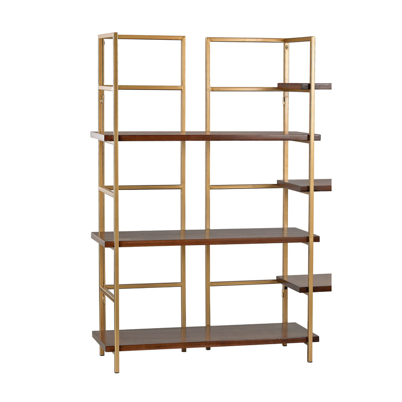 351-10167 Balart Gold and Walnut Shelf Unit - Free Shipping!, Shelf, Sterling, - ReeceFurniture.com - Free Local Pick Ups: Frankenmuth, MI, Indianapolis, IN, Chicago Ridge, IL, and Detroit, MI