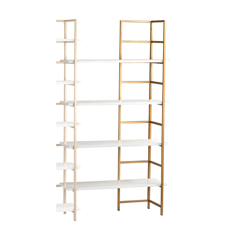 351-10204EXT White and Gold Shelving Unit Extension, Shelf, Sterling, - ReeceFurniture.com - Free Local Pick Ups: Frankenmuth, MI, Indianapolis, IN, Chicago Ridge, IL, and Detroit, MI