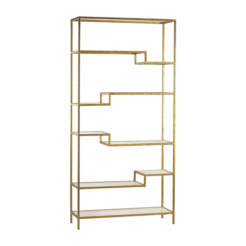 351-10209 Gold and Mirrored Shelving Unit, Shelf, Sterling, - ReeceFurniture.com - Free Local Pick Ups: Frankenmuth, MI, Indianapolis, IN, Chicago Ridge, IL, and Detroit, MI