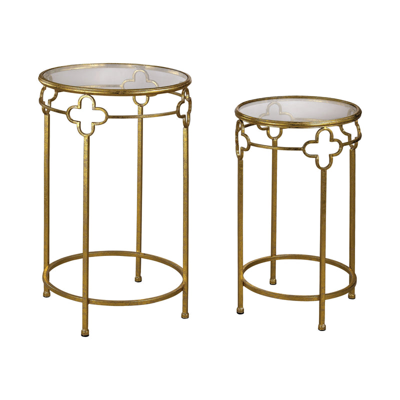 351-10210/S2 Gold Quatrefoil Stacking Tables - Free Shipping!, Table, Sterling, - ReeceFurniture.com - Free Local Pick Ups: Frankenmuth, MI, Indianapolis, IN, Chicago Ridge, IL, and Detroit, MI