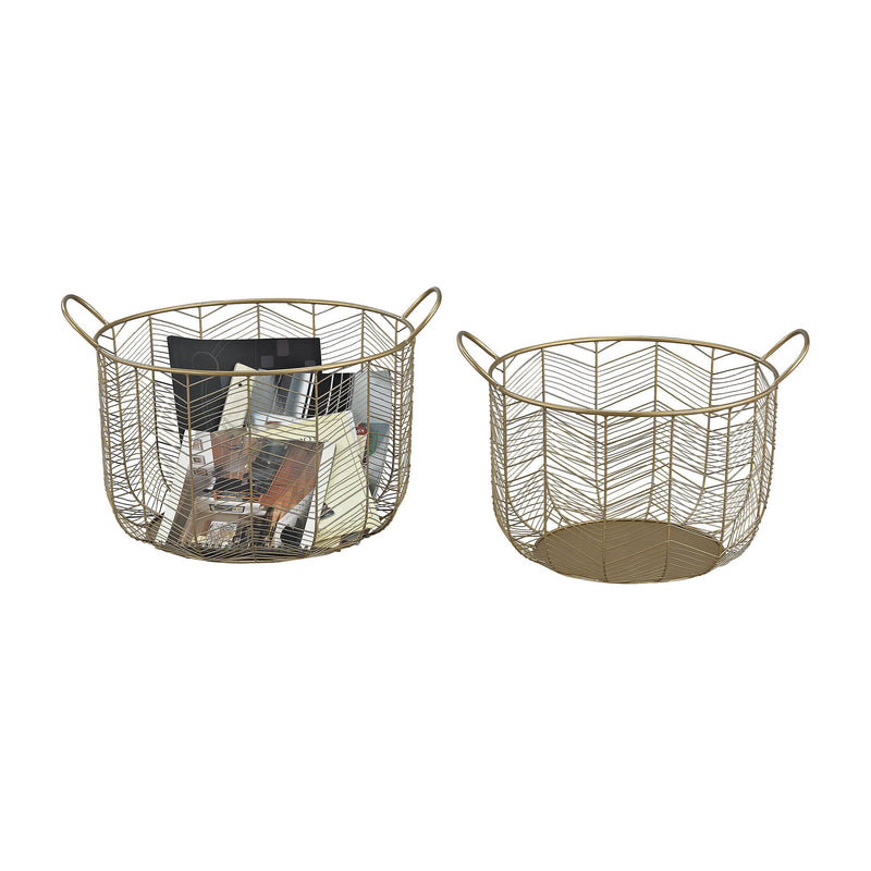 351-10222/S2 Tuckernuck 2-Piece Metal Bowl Set In Gold - Free Shipping!, Basket, Sterling, - ReeceFurniture.com - Free Local Pick Ups: Frankenmuth, MI, Indianapolis, IN, Chicago Ridge, IL, and Detroit, MI
