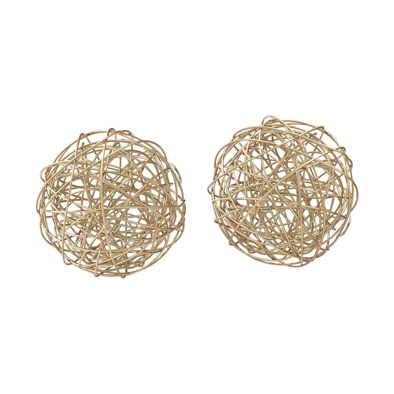 351-10227/S2 Atomos Gold Tussle Balls - Set of 2, Accessory, Sterling, - ReeceFurniture.com - Free Local Pick Ups: Frankenmuth, MI, Indianapolis, IN, Chicago Ridge, IL, and Detroit, MI