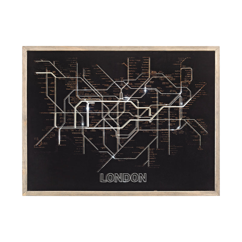 351-10238 Tubetime Grey with Black 24-Inch Wood and Glass London Tubemap Wall Decor  - Free Shipping!, Wall Decor, Sterling, - ReeceFurniture.com - Free Local Pick Ups: Frankenmuth, MI, Indianapolis, IN, Chicago Ridge, IL, and Detroit, MI