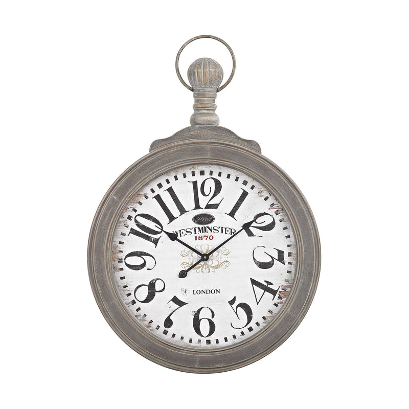 351-10244 Haymarket Wall Clock In Preda Aged Grey - Free Shipping!, Wall Clock, Sterling, - ReeceFurniture.com - Free Local Pick Ups: Frankenmuth, MI, Indianapolis, IN, Chicago Ridge, IL, and Detroit, MI