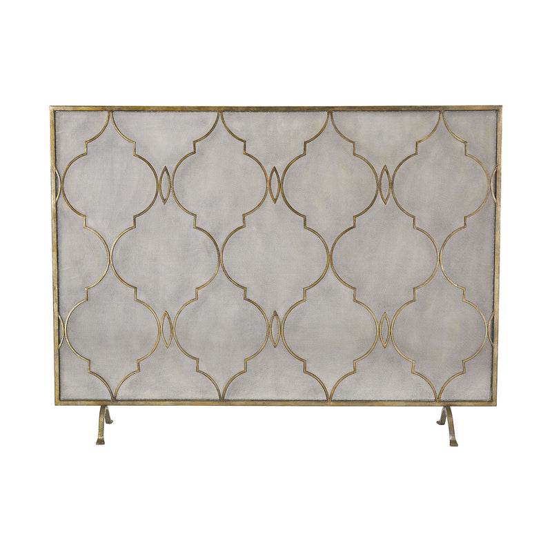 351-10247 Agra Antique Gold 34-Inch Metal Fire Screen, Screen, Sterling, - ReeceFurniture.com - Free Local Pick Ups: Frankenmuth, MI, Indianapolis, IN, Chicago Ridge, IL, and Detroit, MI