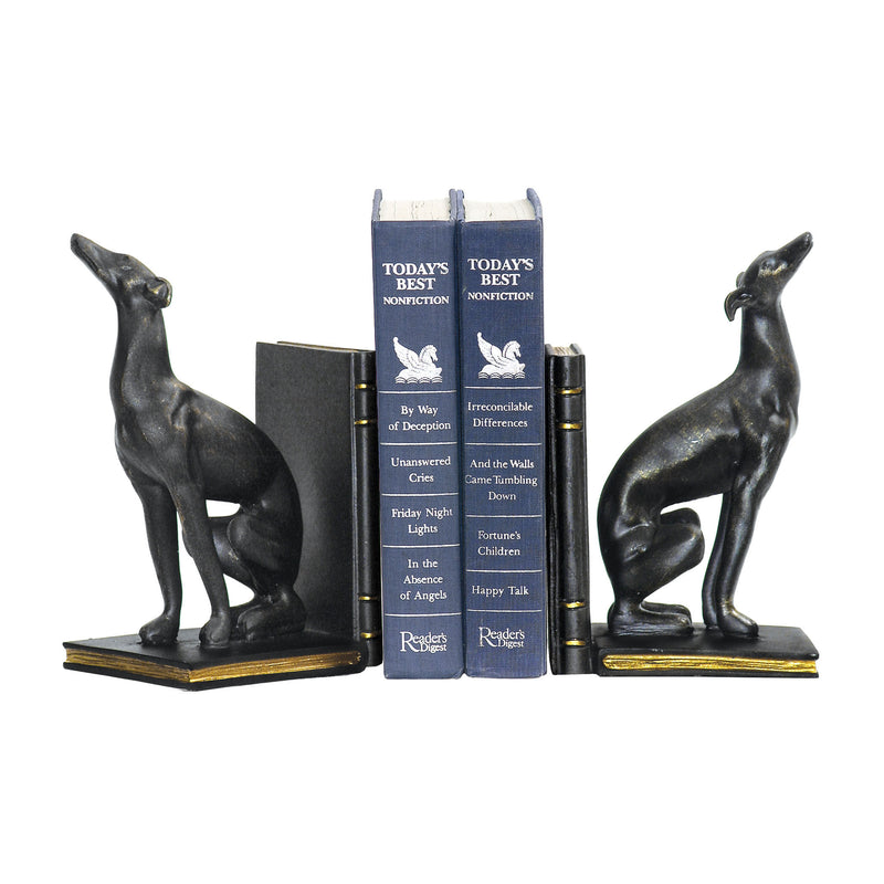 4-83032  Pair Of Black Greyhound Bookends, Bookend, Sterling, - ReeceFurniture.com - Free Local Pick Ups: Frankenmuth, MI, Indianapolis, IN, Chicago Ridge, IL, and Detroit, MI
