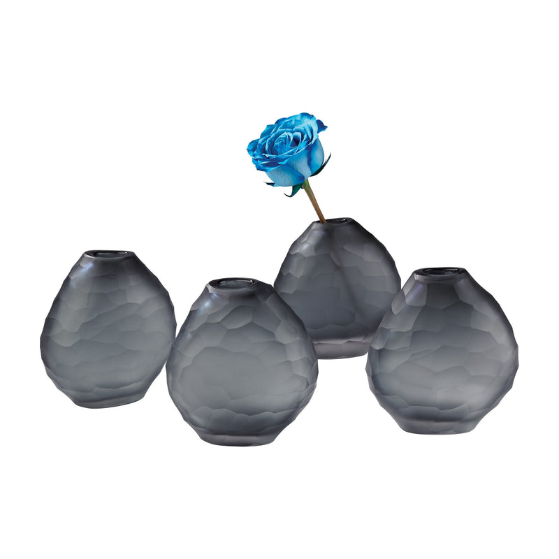4154-043/S4 Cut Pebble Vases In Grey - Set of 4, Vase/Urn, Dimond Home, - ReeceFurniture.com - Free Local Pick Ups: Frankenmuth, MI, Indianapolis, IN, Chicago Ridge, IL, and Detroit, MI