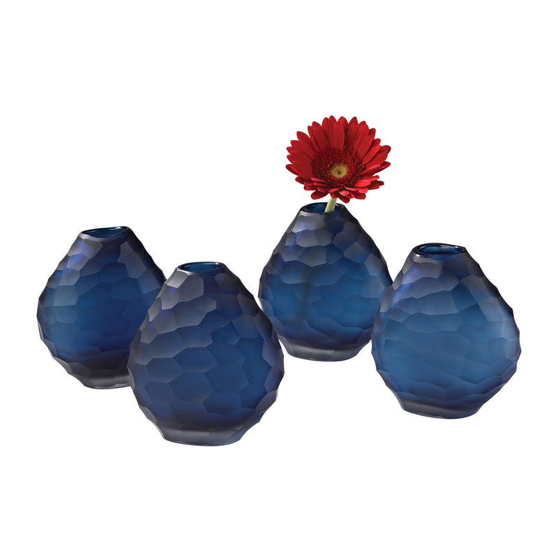 4154-044/S4 Cut Pebble Vases In Blue - Set of 4, Vase/Urn, Dimond Home, - ReeceFurniture.com - Free Local Pick Ups: Frankenmuth, MI, Indianapolis, IN, Chicago Ridge, IL, and Detroit, MI