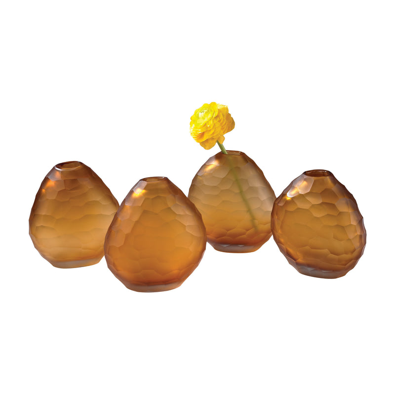 4154-045/S4 Cut Pebble Vases In Amber - Set of 4, Vase/Urn, Dimond Home, - ReeceFurniture.com - Free Local Pick Ups: Frankenmuth, MI, Indianapolis, IN, Chicago Ridge, IL, and Detroit, MI