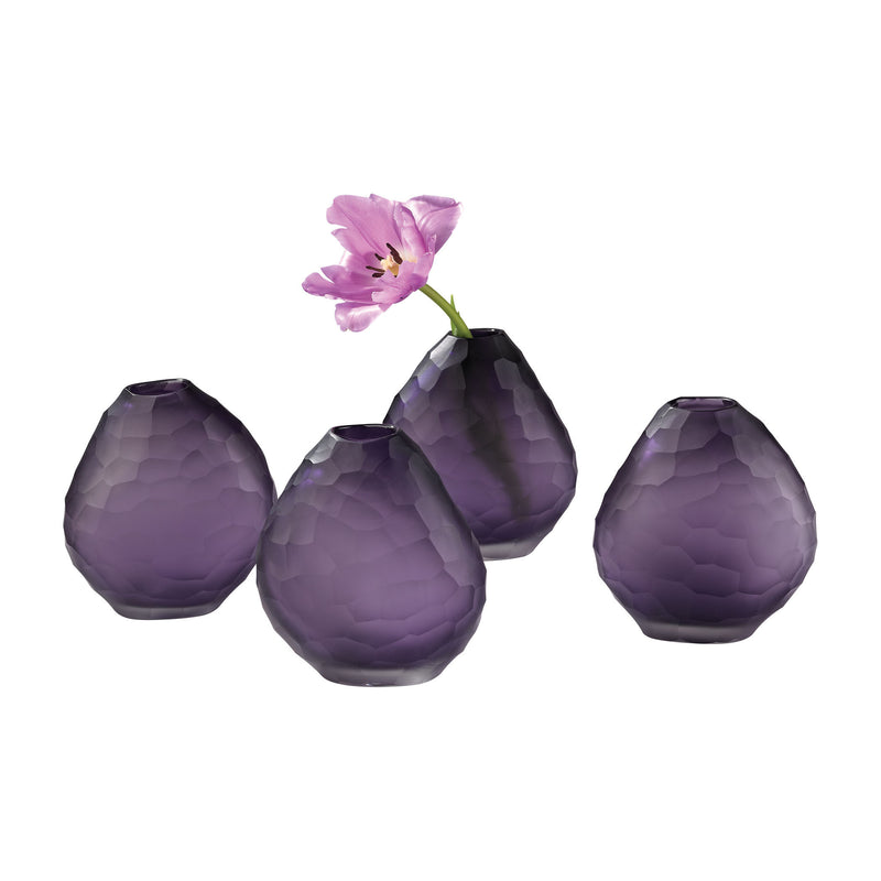 4154-046/S4 Cut Pebble Vases In Purple - Set of 4, Vase/Urn, Dimond Home, - ReeceFurniture.com - Free Local Pick Ups: Frankenmuth, MI, Indianapolis, IN, Chicago Ridge, IL, and Detroit, MI