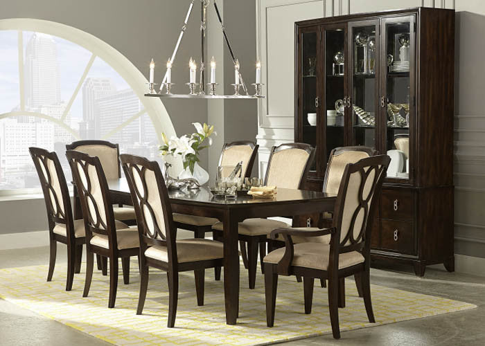 4450 Sophia - 5 Piece Leg Table & 4 Ribbon Back Side Chairs, Formal Dining Room, Legacy Classic Furniture, - ReeceFurniture.com - Free Local Pick Ups: Frankenmuth, MI, Indianapolis, IN, Chicago Ridge, IL, and Detroit, MI