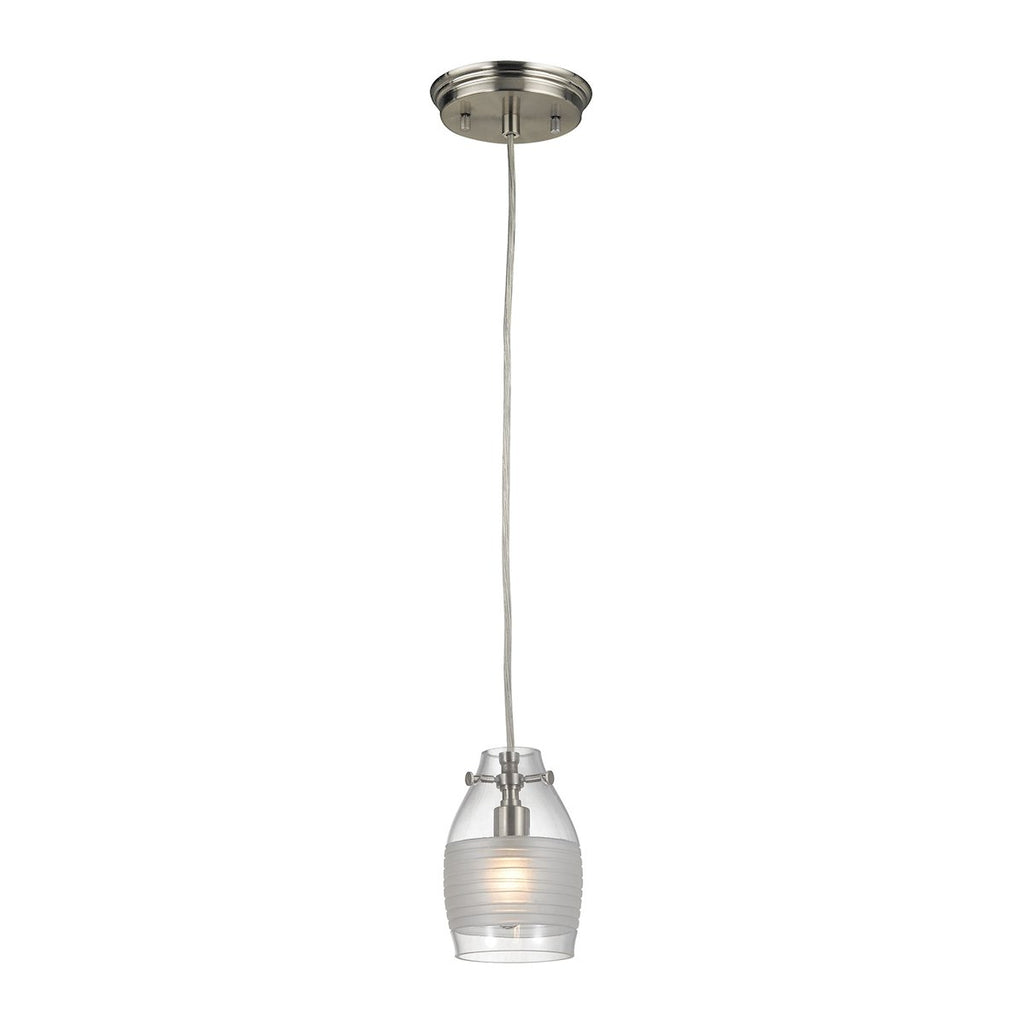 Carved Glass - Mini Pendant - Brushed Nickel