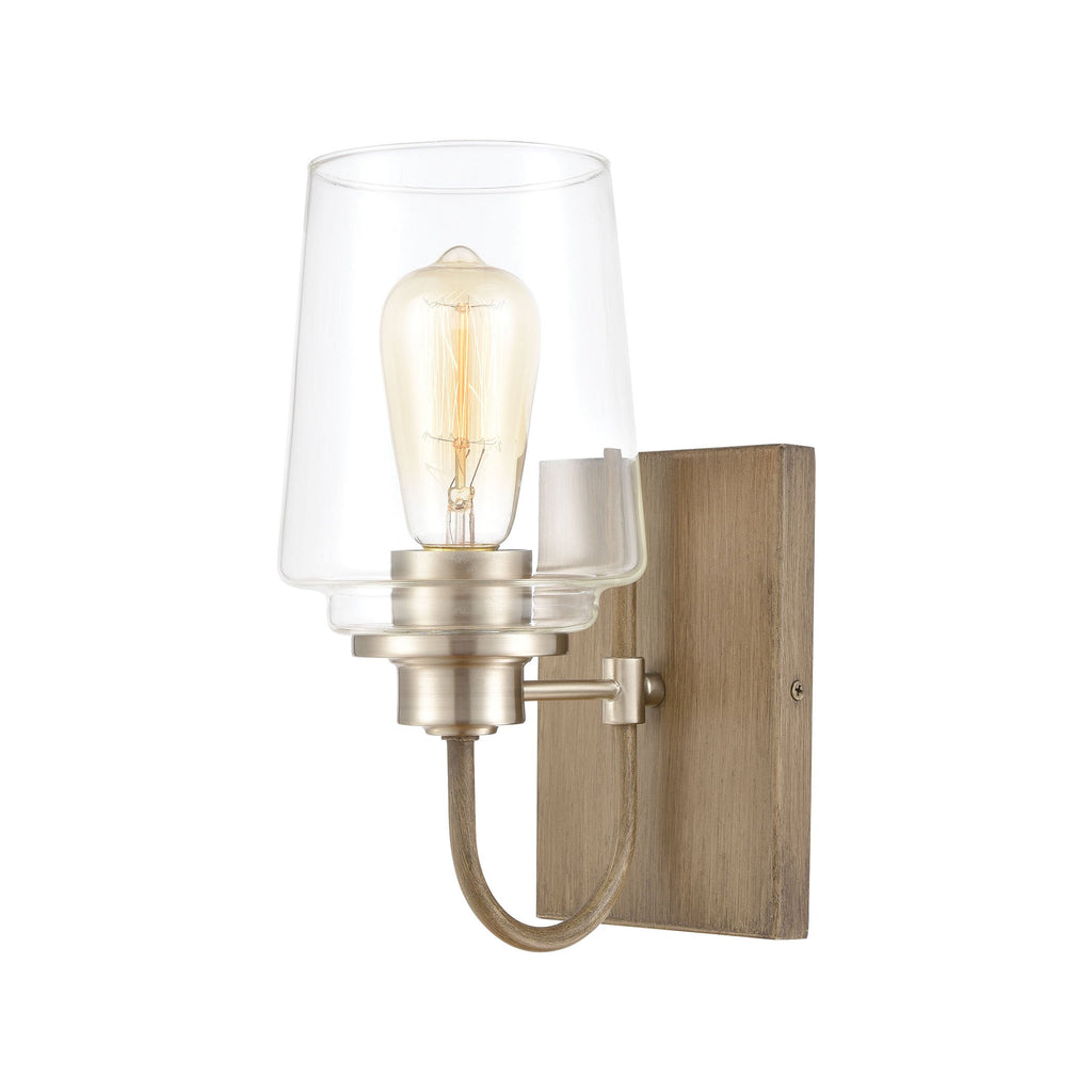 Bakersfield - Vanity Light - Light Wood, Satin Nickel, Satin Nickel