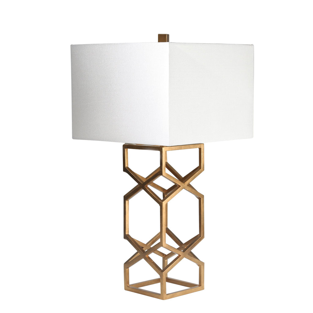 Metal X-Design Table Lamp 28"H, Gold