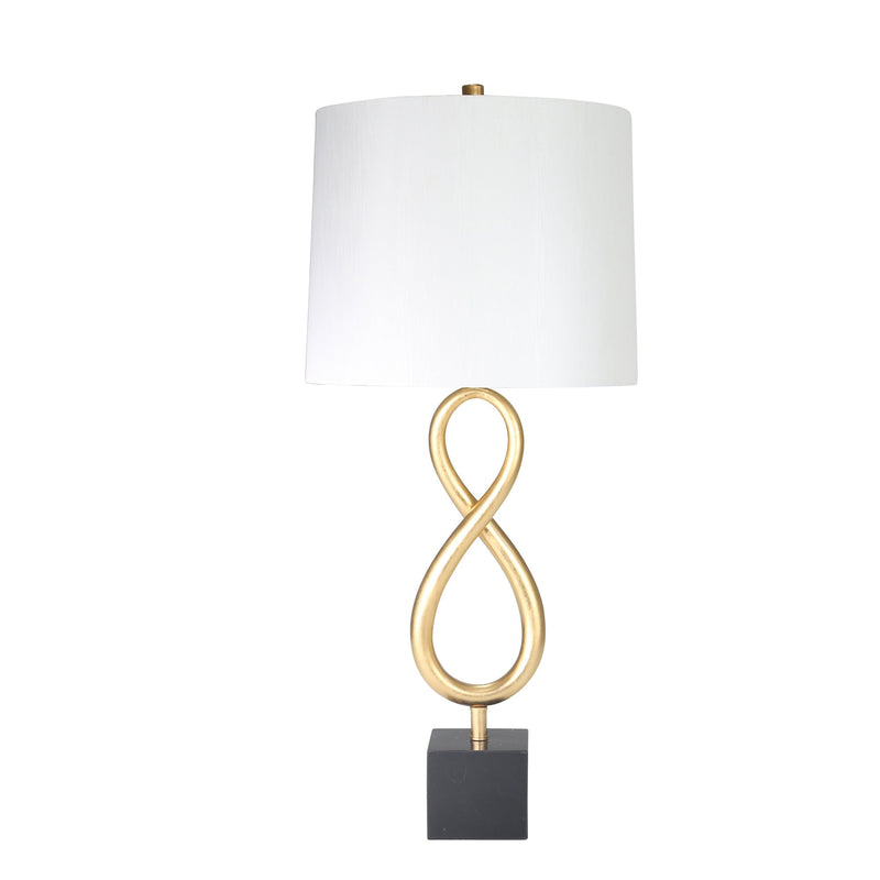 Metal Infinity Table Lamp W/Marble Base 34"H, Gold/Black