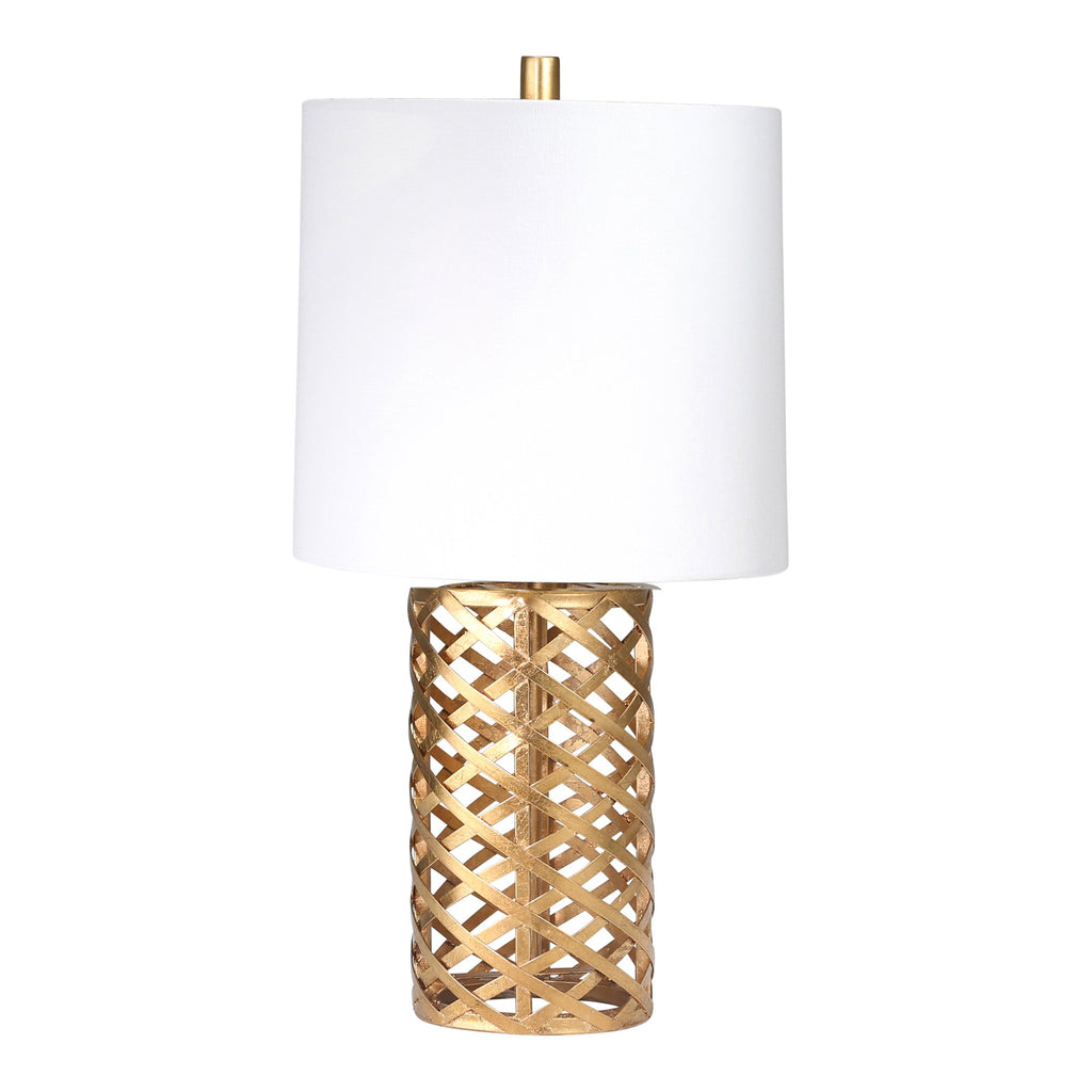 Metal Open Weave Table Lamp 24H, Gold
