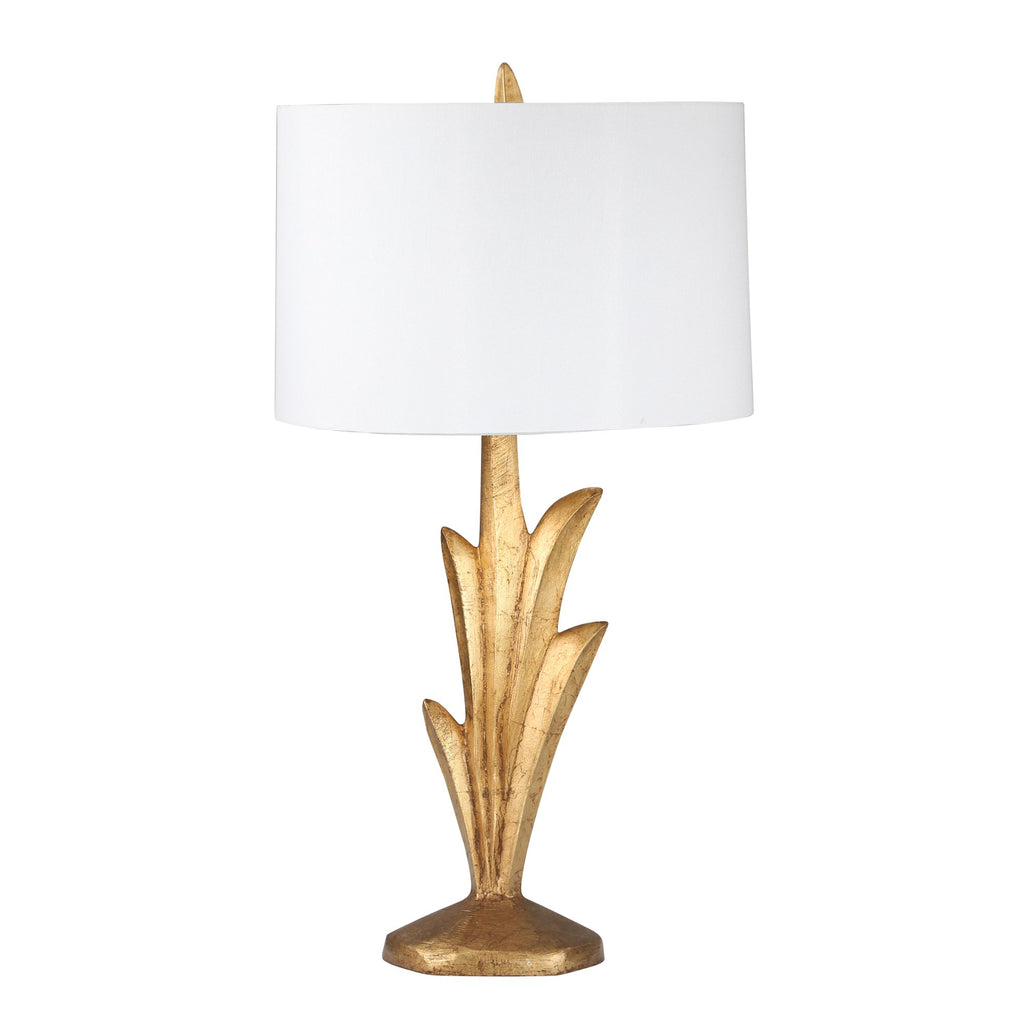 Resin Leaf Table Lamp 29", Gold