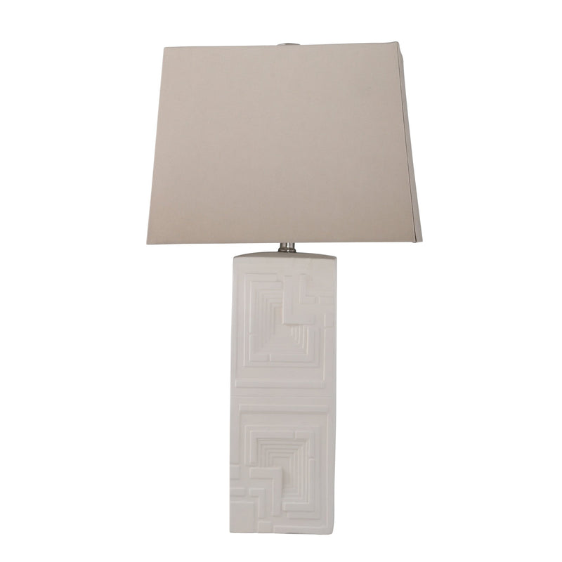 Ceramic Concentric Rectangle Table Lamp 29", Matte White