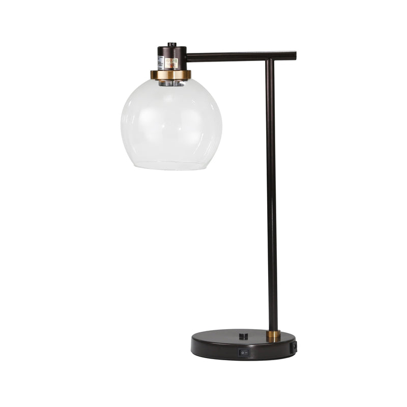 Metal Round Desk Lamp W/Usb Port 21", Bronze