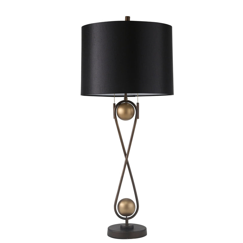 Metal Infinity Table Lamp W/ Ablack Shade 33", Bronze/Bla