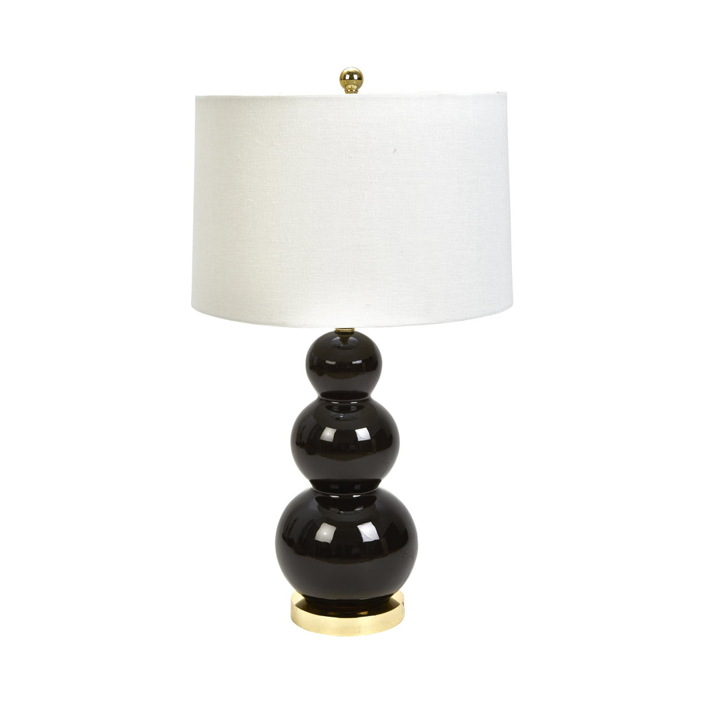 Ceramic Triple Gourd Table Lamp 29", Black