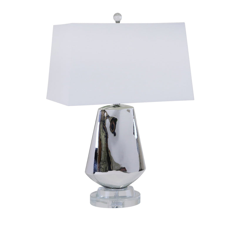 Glass Diamond Shape Table Lamp26", Silver