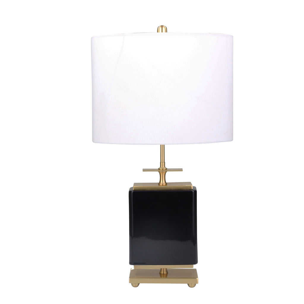 Ceramic Square Table Lamp 28",Black/Gold