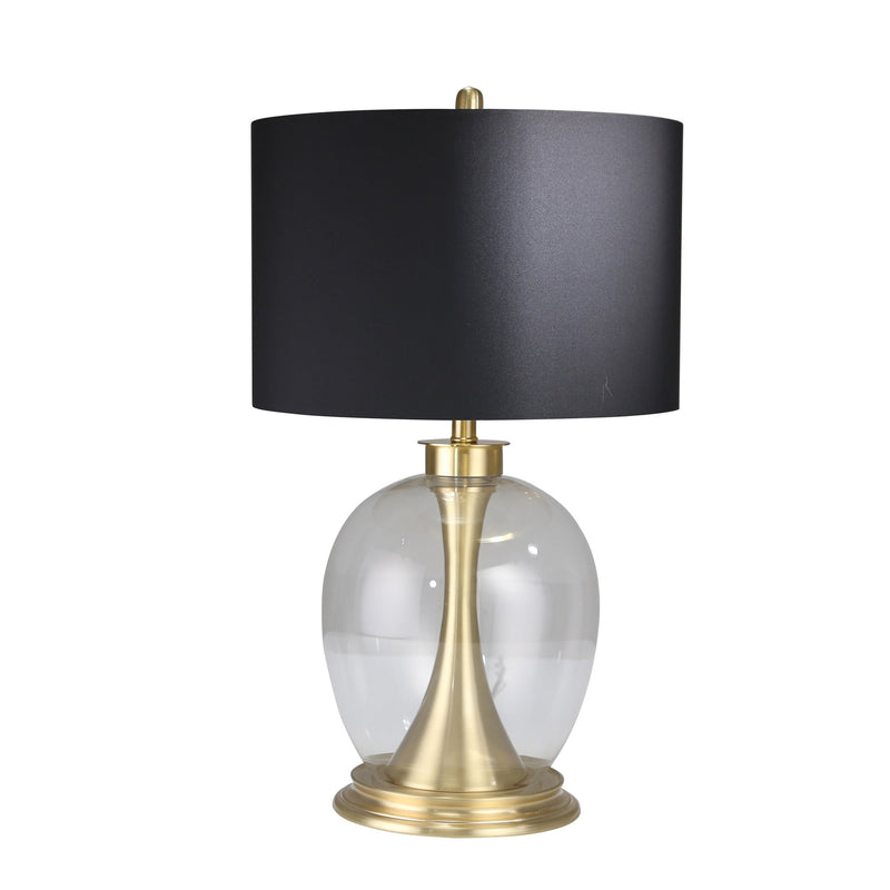 Metal Table Lamp W/Clear Glassball 28", Gold